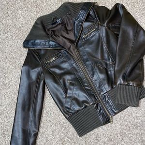 Vanity Vegan Leather Bomber Jacket Size Small Unisex